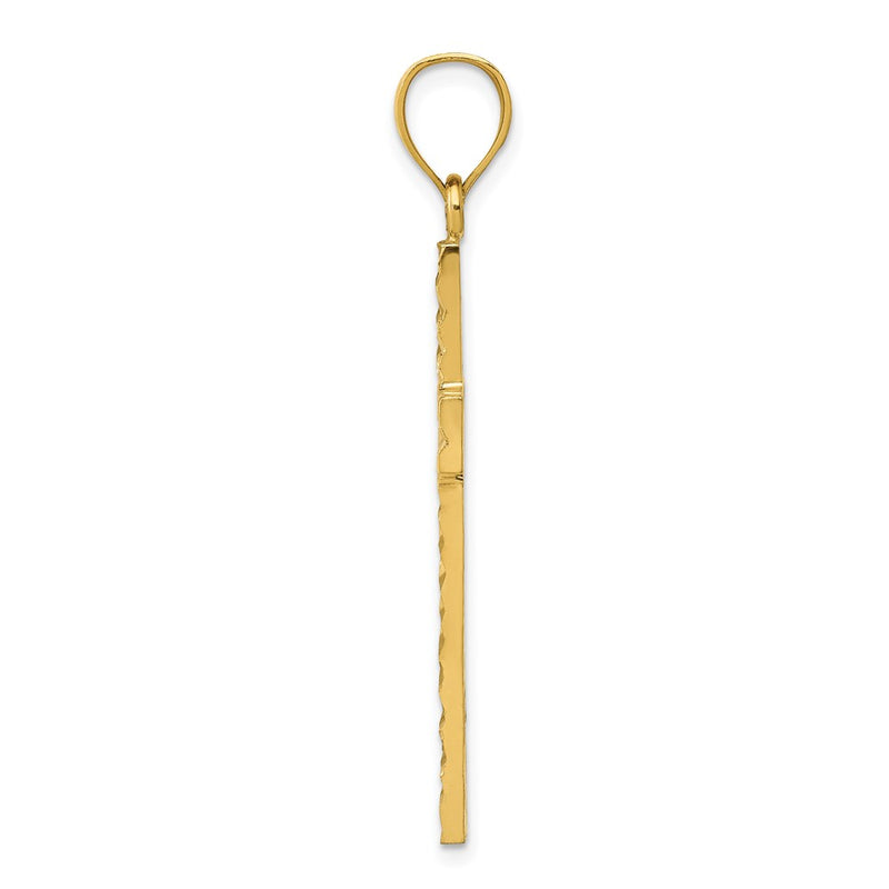 14k Yellow Gold Diamond-cut Cross Pendant