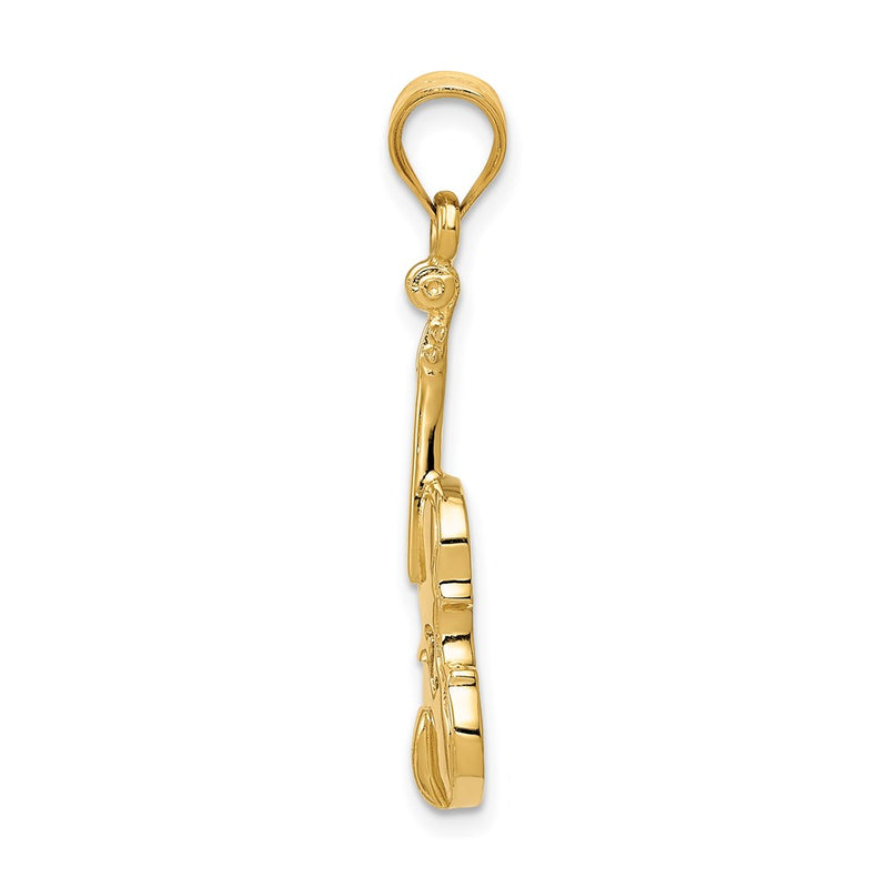 14k Yellow Gold 2D Violin Charm