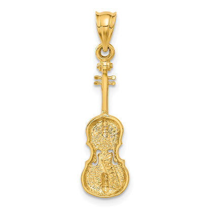 14k Yellow Gold 2D Violin Charm
