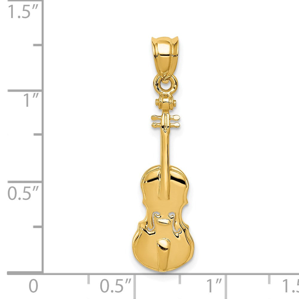 14k Yellow Gold 2D Violin Charm