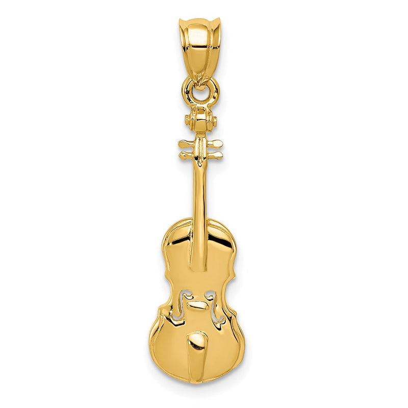 14k Yellow Gold 2D Violin Charm