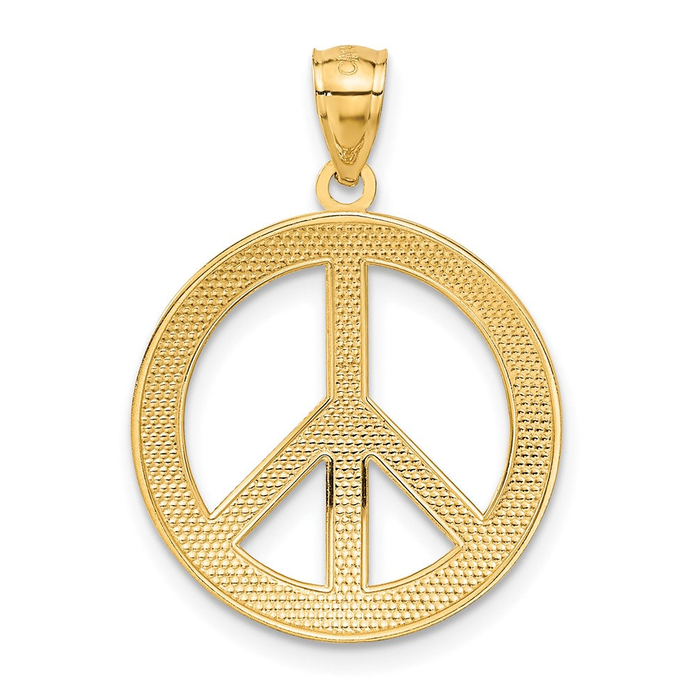14k Yellow Gold PEACE LOVE FAITH HOPE Peace Sign Pendant