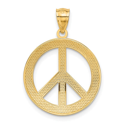 14k Yellow Gold PEACE LOVE FAITH HOPE Peace Sign Pendant