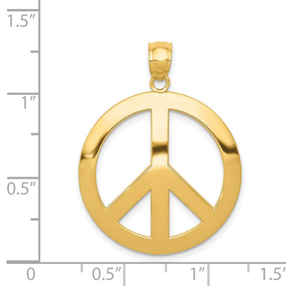14k Yellow Gold Peace Sign Pendant