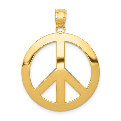 14k Yellow Gold Peace Sign Pendant