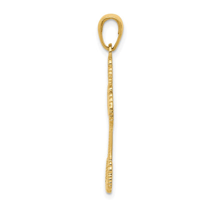 14k Yellow Gold Beaded Cross with Heart Pendant