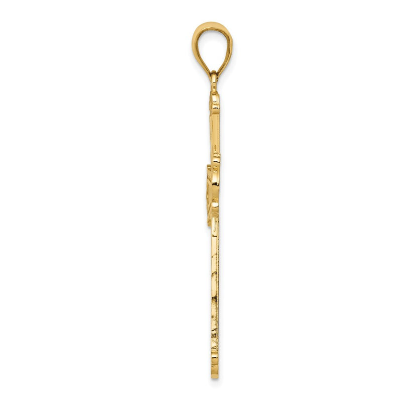 14k Yellow Gold Diamond-cut Cross Pendant