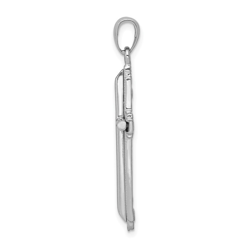 14k White Gold Cylinder Cross on Beaded Trim Frame