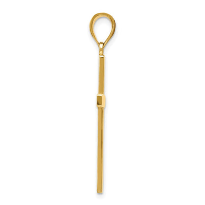 14k Yellow Gold Solid Reversible Latin Cross Pendant