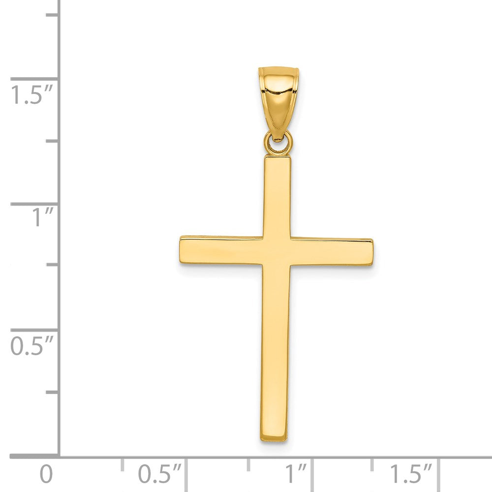 14k Yellow Gold Solid Reversible Latin Cross Pendant