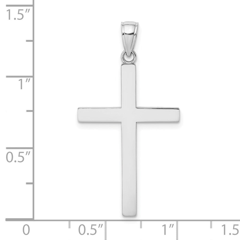 14k White Gold Solid Reversible Latin Cross Pendant