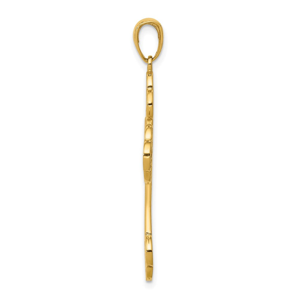 14k Yellow Gold Acrylic Flower Center Budded Cross Pendant