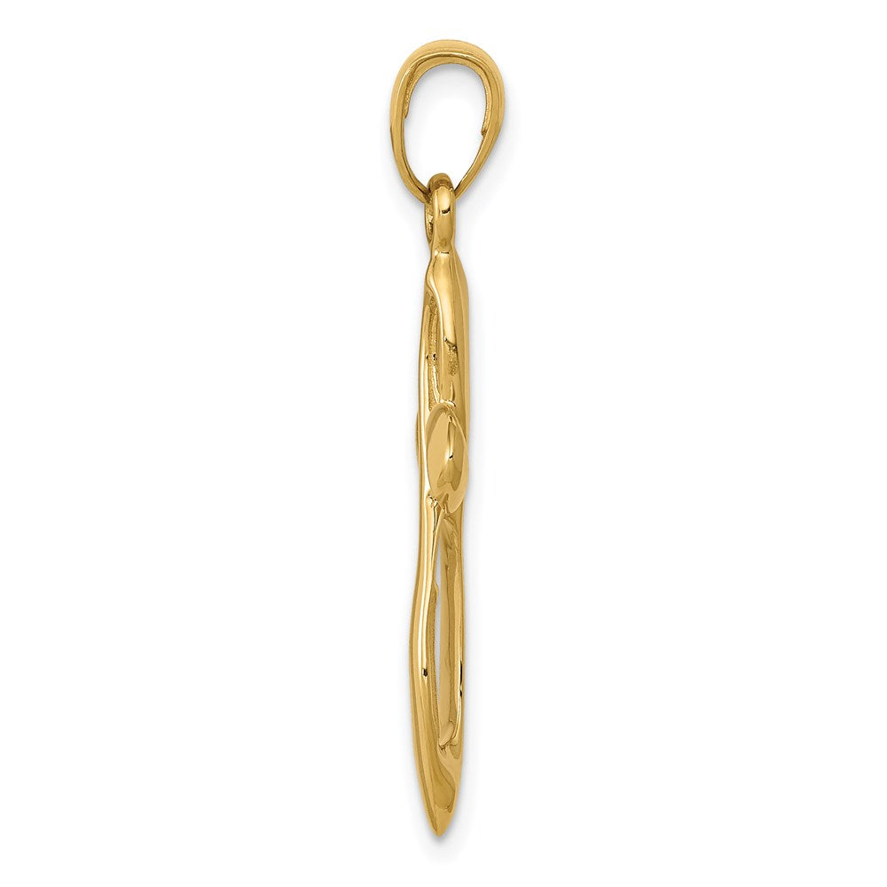 14k Yellow Gold Polished w/Satin Figure 8 Cross Pendant