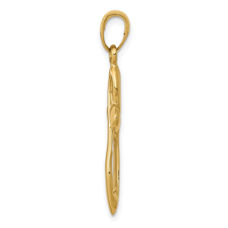 14k Yellow Gold Polished w/Satin Figure 8 Cross Pendant