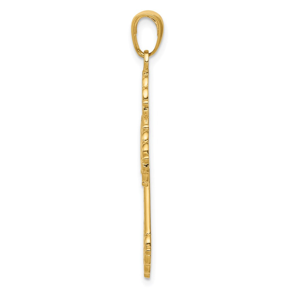 14k Yellow Gold Lacey Budded Cross Pendant