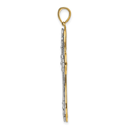 14k Two-tone Gold Diamond-cut Layered Cross Pendant