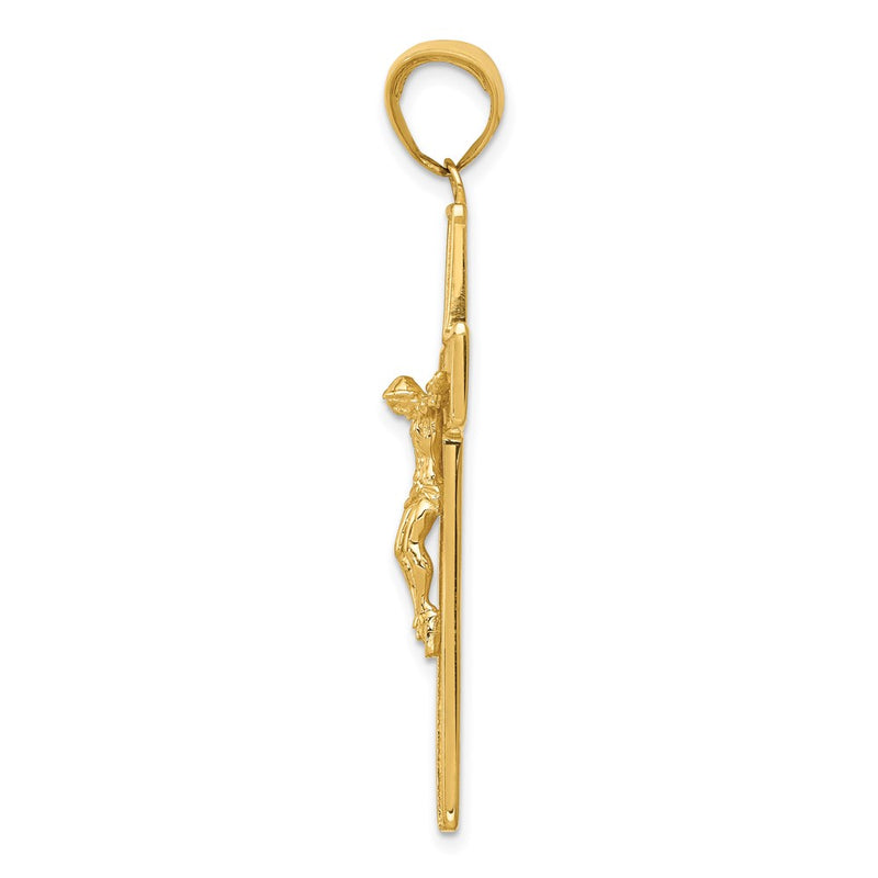 14k Yellow Gold Textured Crucifix Latin Cross Pendant