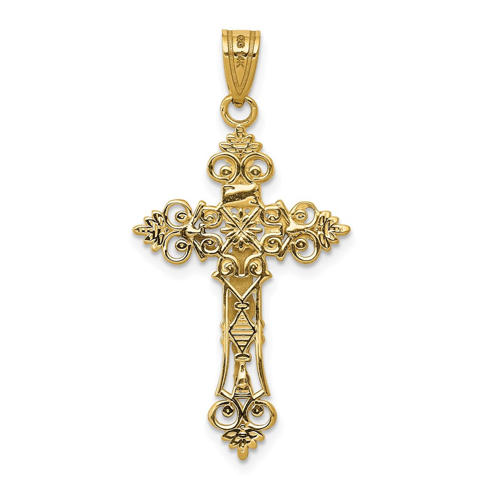 14k Two-tone Gold Two-tone Gold Medium Lacy-Edge Inri Crucifix Pendant