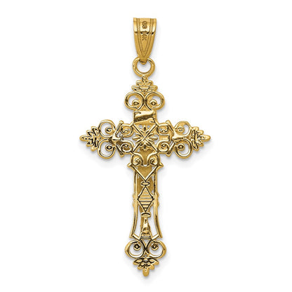 14k Two-tone Gold Two-tone Gold Medium Lacy-Edge Inri Crucifix Pendant