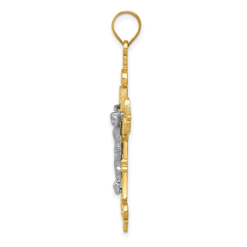 14k Two-tone Gold Two-tone Gold Large Lacy-Edge Inri Crucifix Pendant