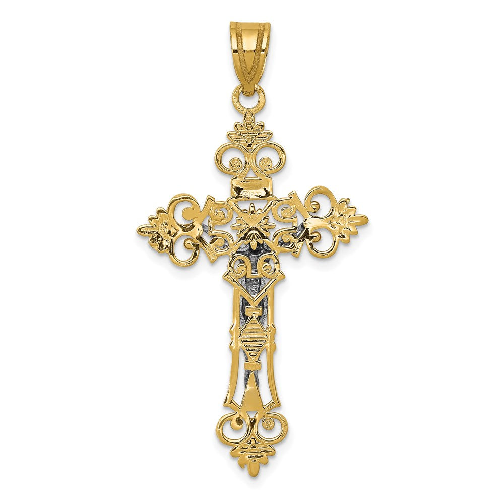 14k Two-tone Gold Two-tone Gold Large Lacy-Edge Inri Crucifix Pendant