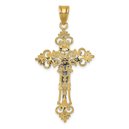 14k Two-tone Gold Two-tone Gold Large Lacy-Edge Inri Crucifix Pendant