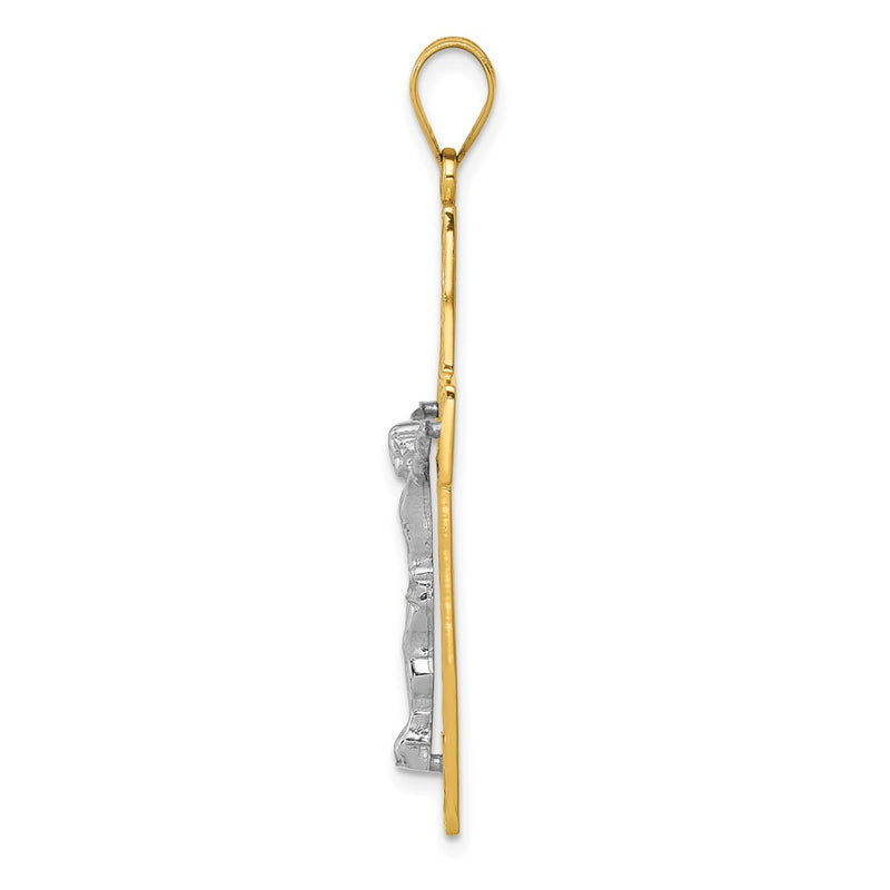 14k Two-tone Gold Two-tone Gold D/C Large Block Filigree Crucifix Pendant