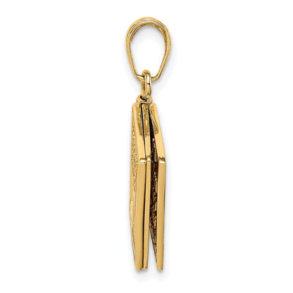 14k Yellow Gold 3-D Moveable Pages Serenity Prayer Book Pendant