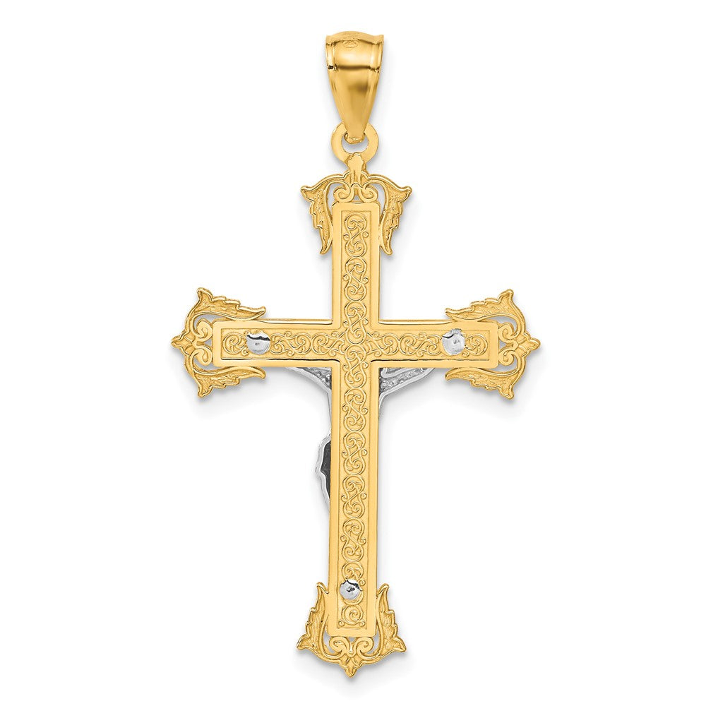 14k Two-tone Gold Crucifix Pendant
