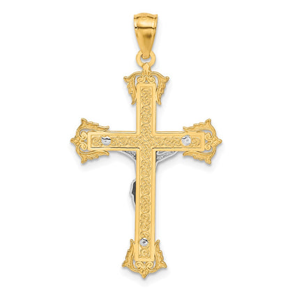 14k Two-tone Gold Crucifix Pendant