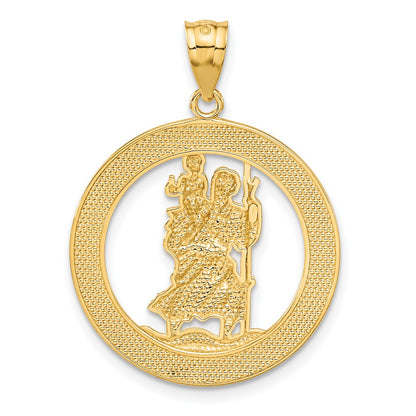 14k Yellow & Rhodium Gold w/Rhodium St Christopher Pendant