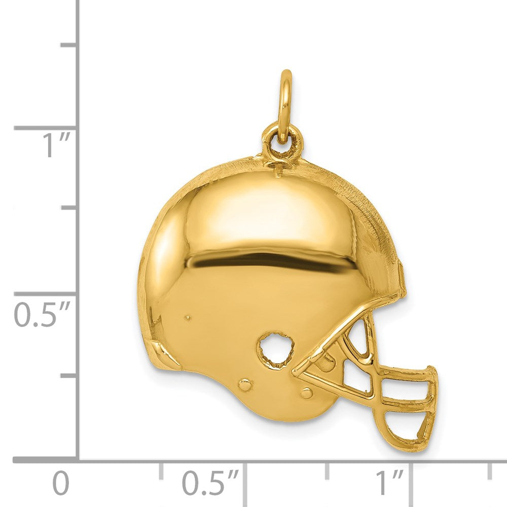 14k Yellow Gold Polished Football Helmet Pendant