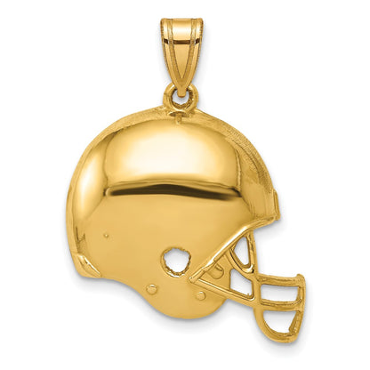 14k Yellow Gold Polished Football Helmet Pendant