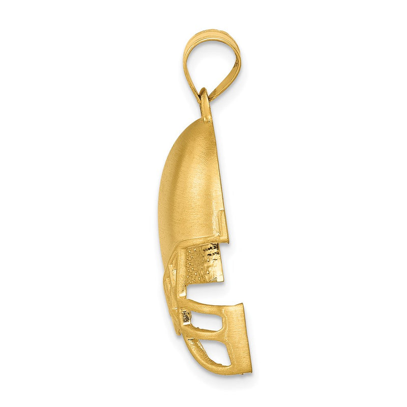 14k Yellow Gold Brushed Football Helmet Pendant