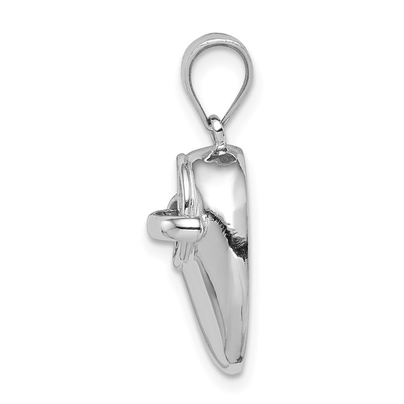14k White Gold White Polished 3D Baby Shoe Pendant