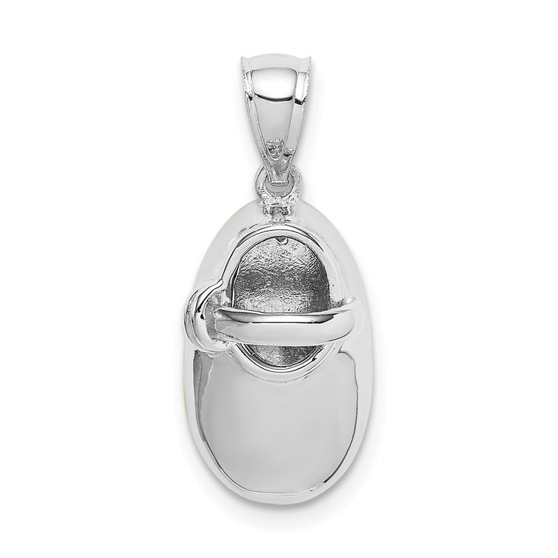 14k White Gold White Polished 3D Baby Shoe Pendant