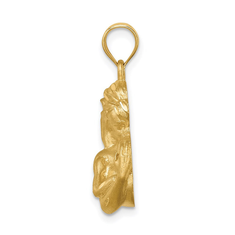 14k Yellow Gold Brushed Diamond-cut Mom/Baby Pendant