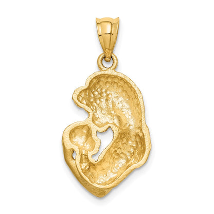 14k Yellow Gold Brushed Diamond-cut Mom/Baby Pendant