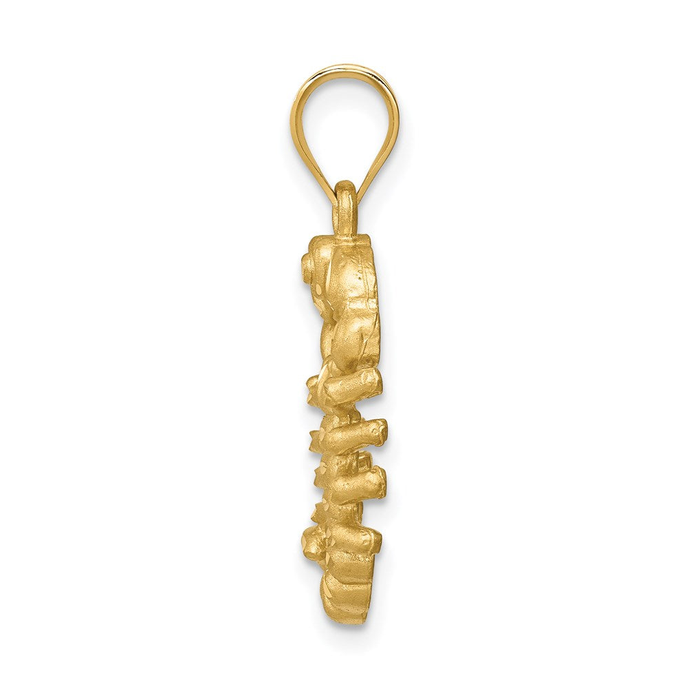 14k Yellow Gold Brushed & Diamond-cut Scorpion Pendant