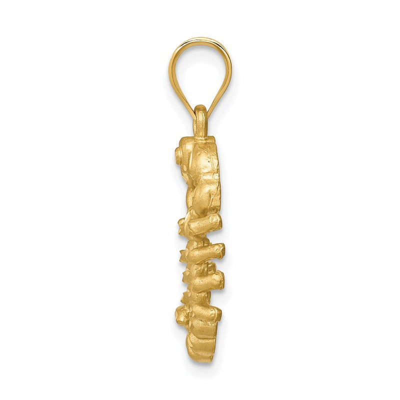 14k Yellow Gold Brushed & Diamond-cut Scorpion Pendant