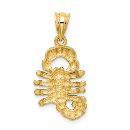 14k Yellow Gold Brushed & Diamond-cut Scorpion Pendant