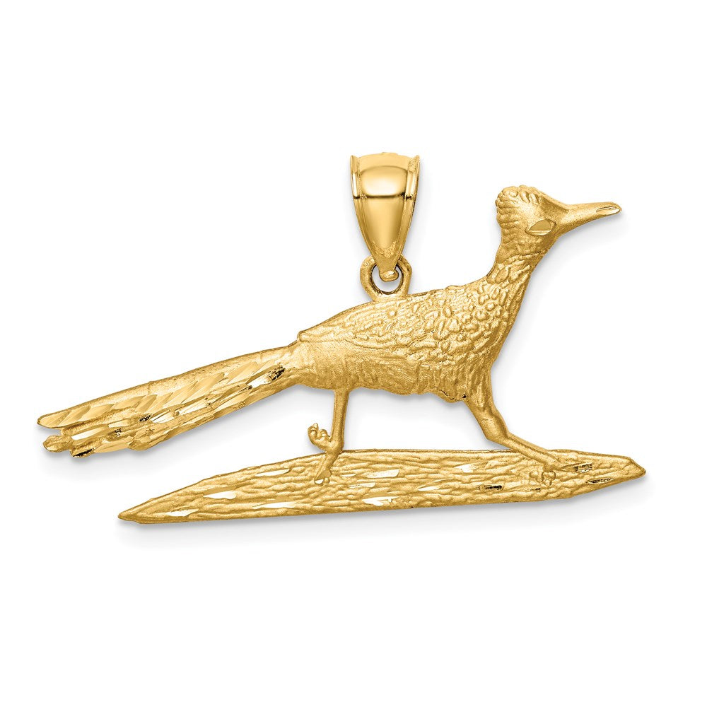 14k Yellow Gold D/C Roadrunner Pendant