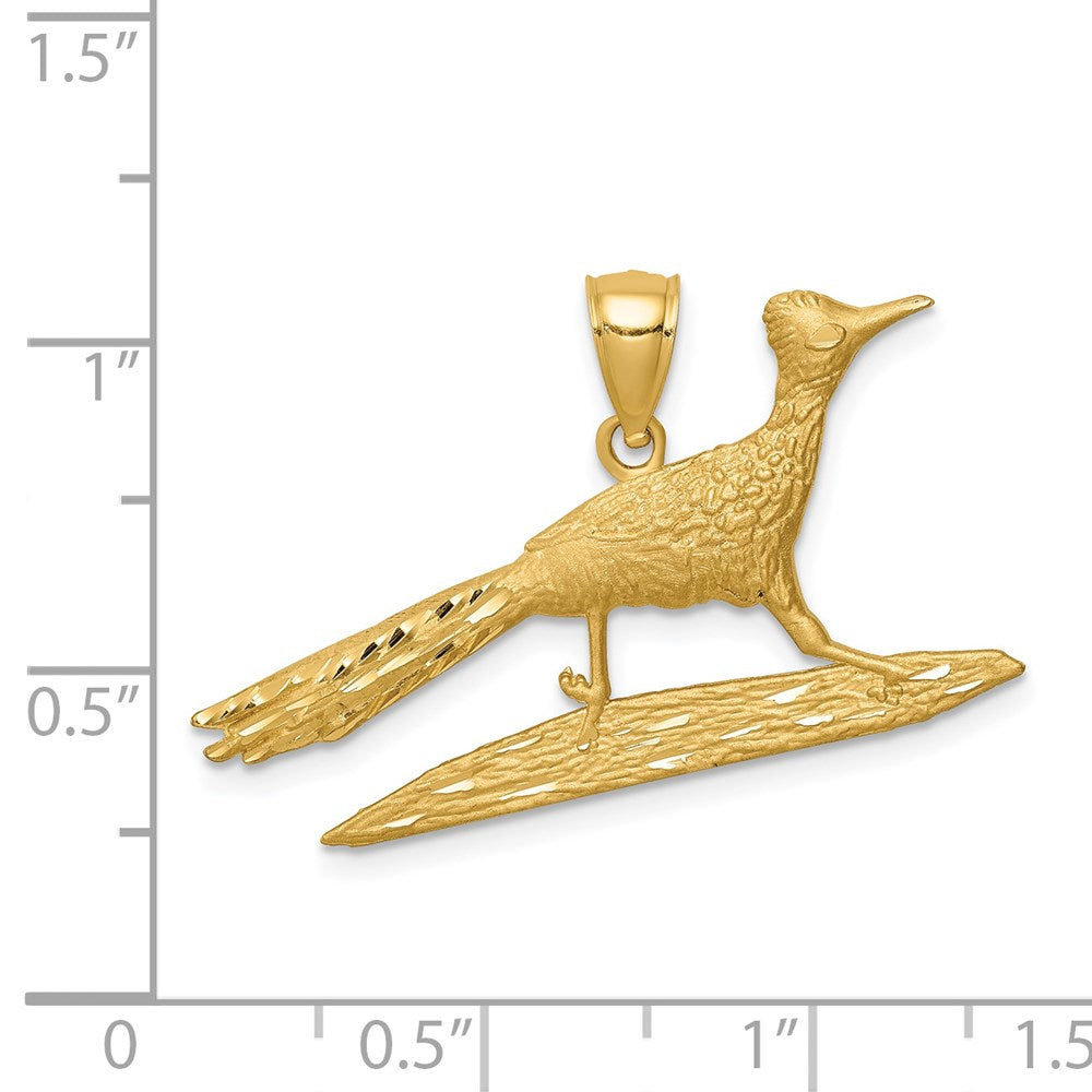 14k Yellow Gold D/C Roadrunner Pendant