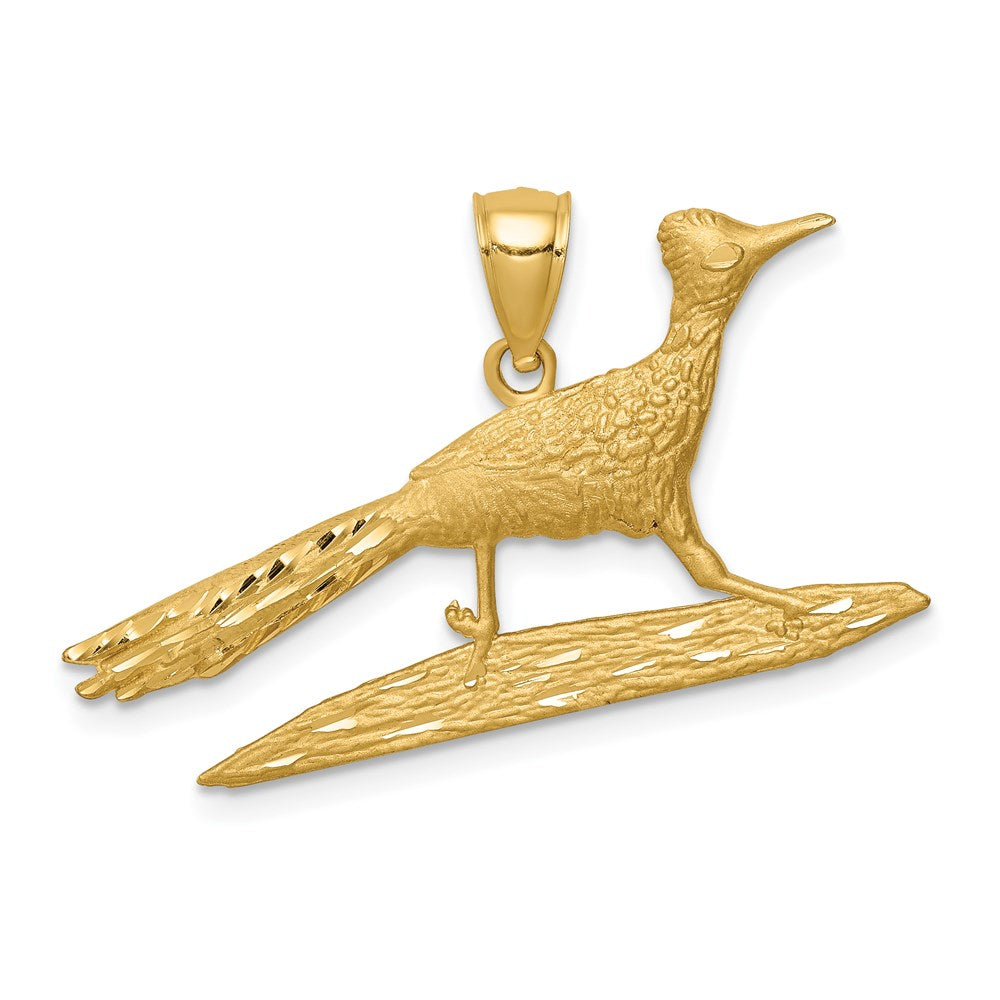 14k Yellow Gold D/C Roadrunner Pendant