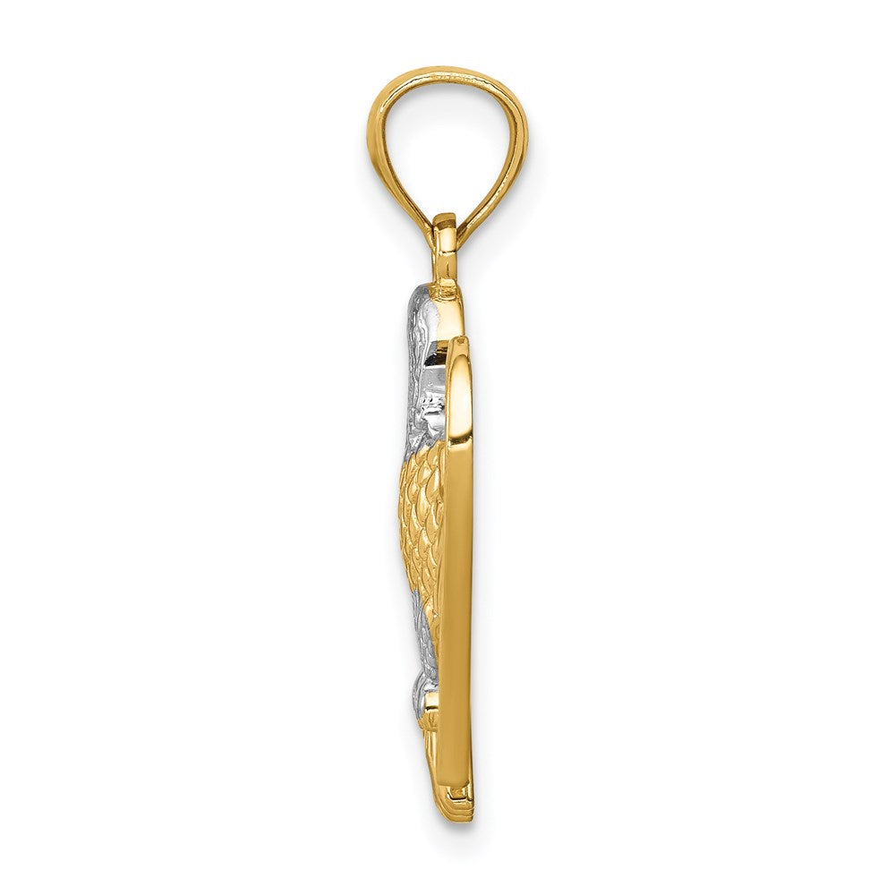 14k Yellow & Rhodium Gold w/White Rhodium Eagle Pendant