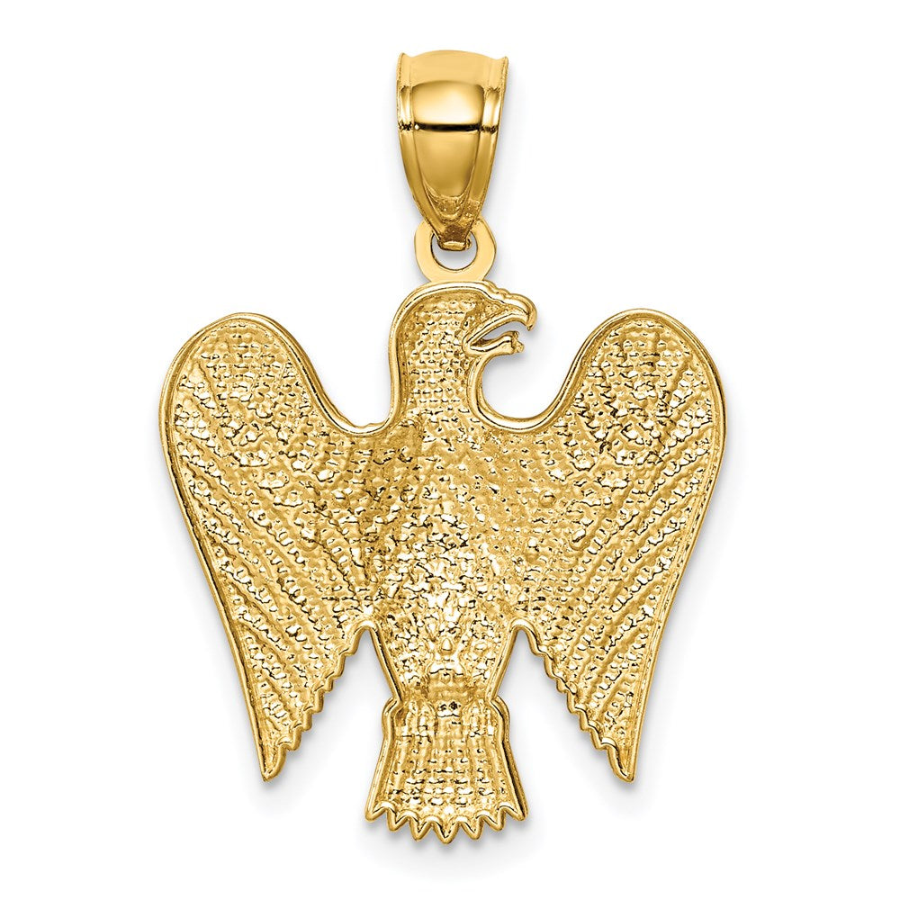 14k Yellow & Rhodium Gold w/White Rhodium Eagle Pendant