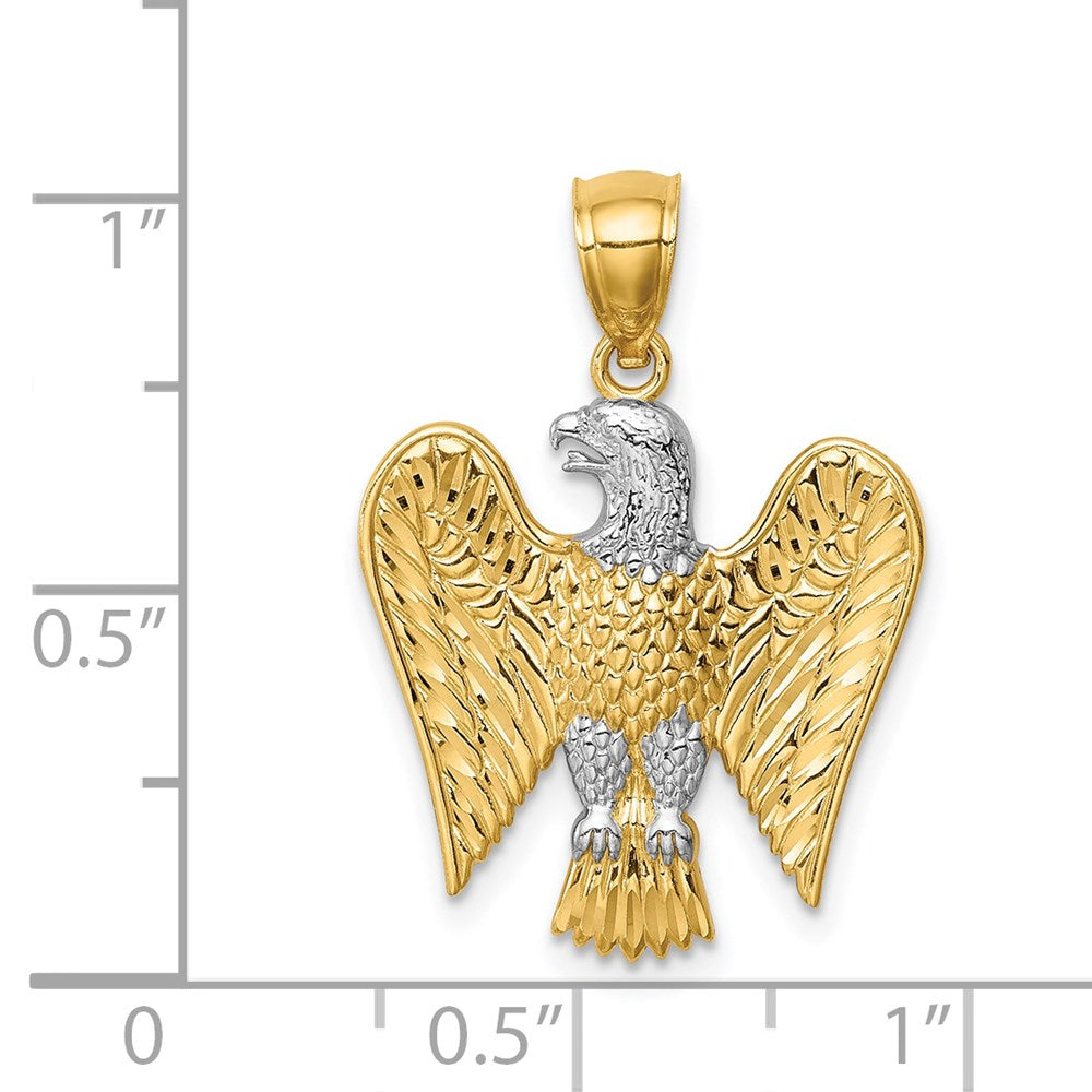 14k Yellow & Rhodium Gold w/White Rhodium Eagle Pendant