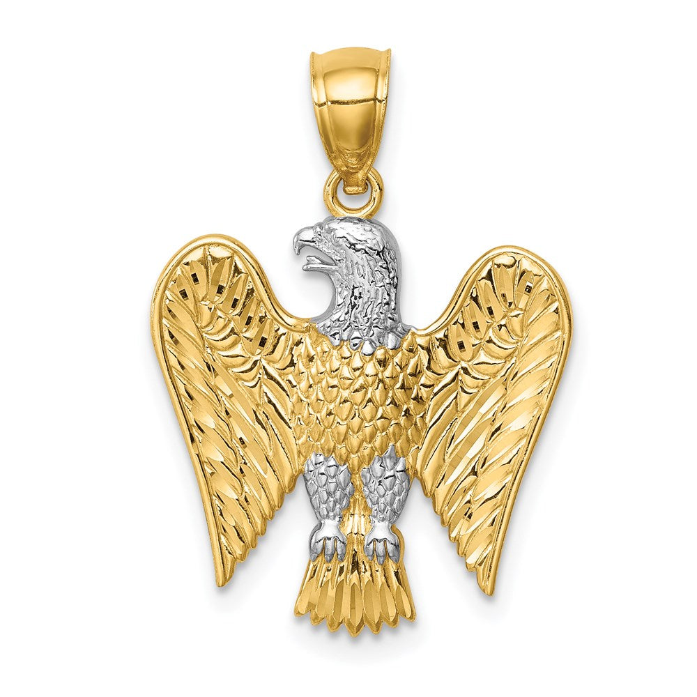 14k Yellow & Rhodium Gold w/White Rhodium Eagle Pendant