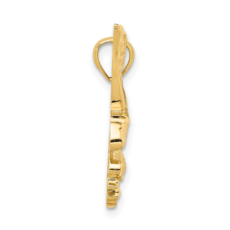 14k Yellow Gold Diamond-cut Eagle Pendant