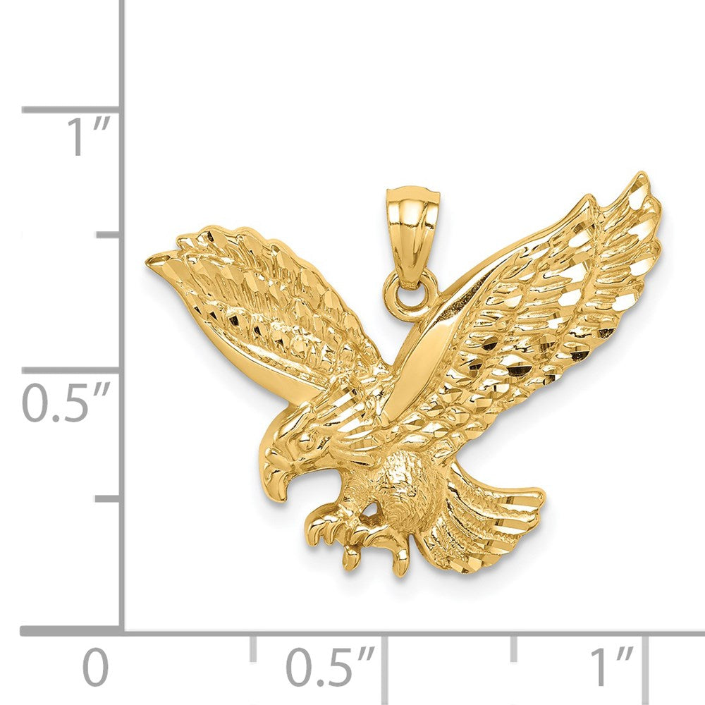14k Yellow Gold Diamond-cut Eagle Pendant